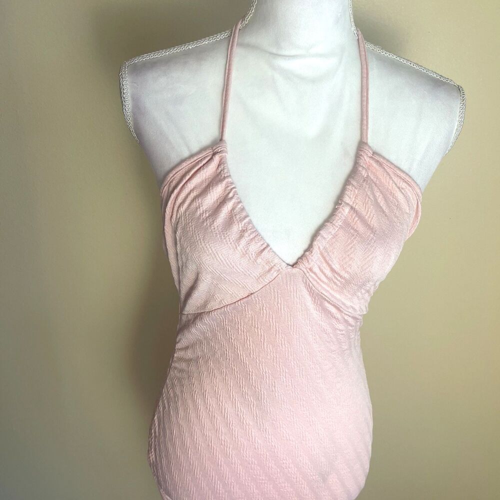 Y2K Style Pink Bodycon Halter Top Mini Dress 4 Slinky Coquette Sexy Valentines - Picture 3 of 11